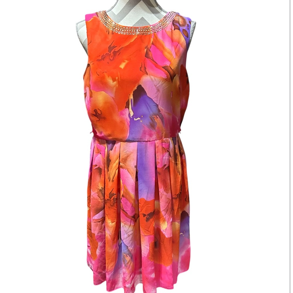 Sandra Darren Watercolor Floral-Print Dress Women’s Size 12